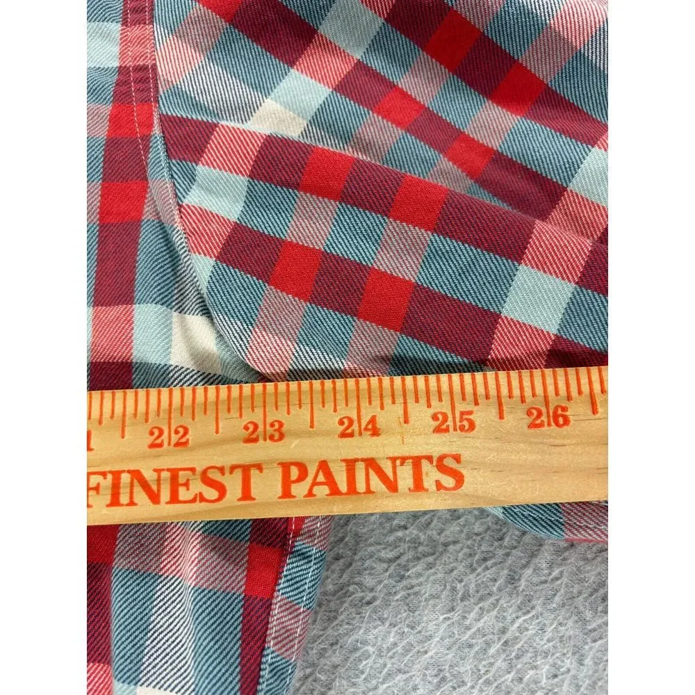 J Crew Heavyweight Plaid Flannel Long Sleeve Button Down Shirt (Men's XL) Red‎